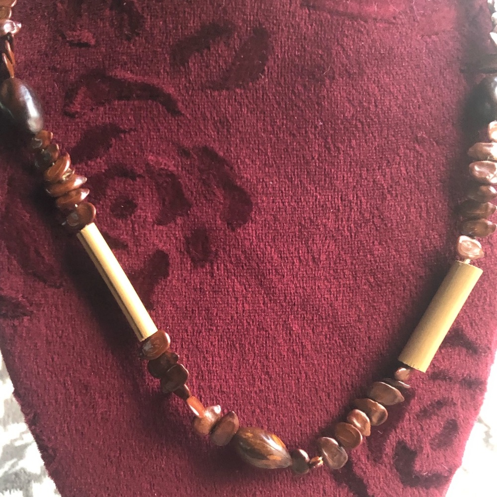 Bamboo and seeds necklace